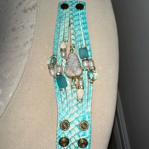Suzy T Turquoise Beaded Cuff Bracelet